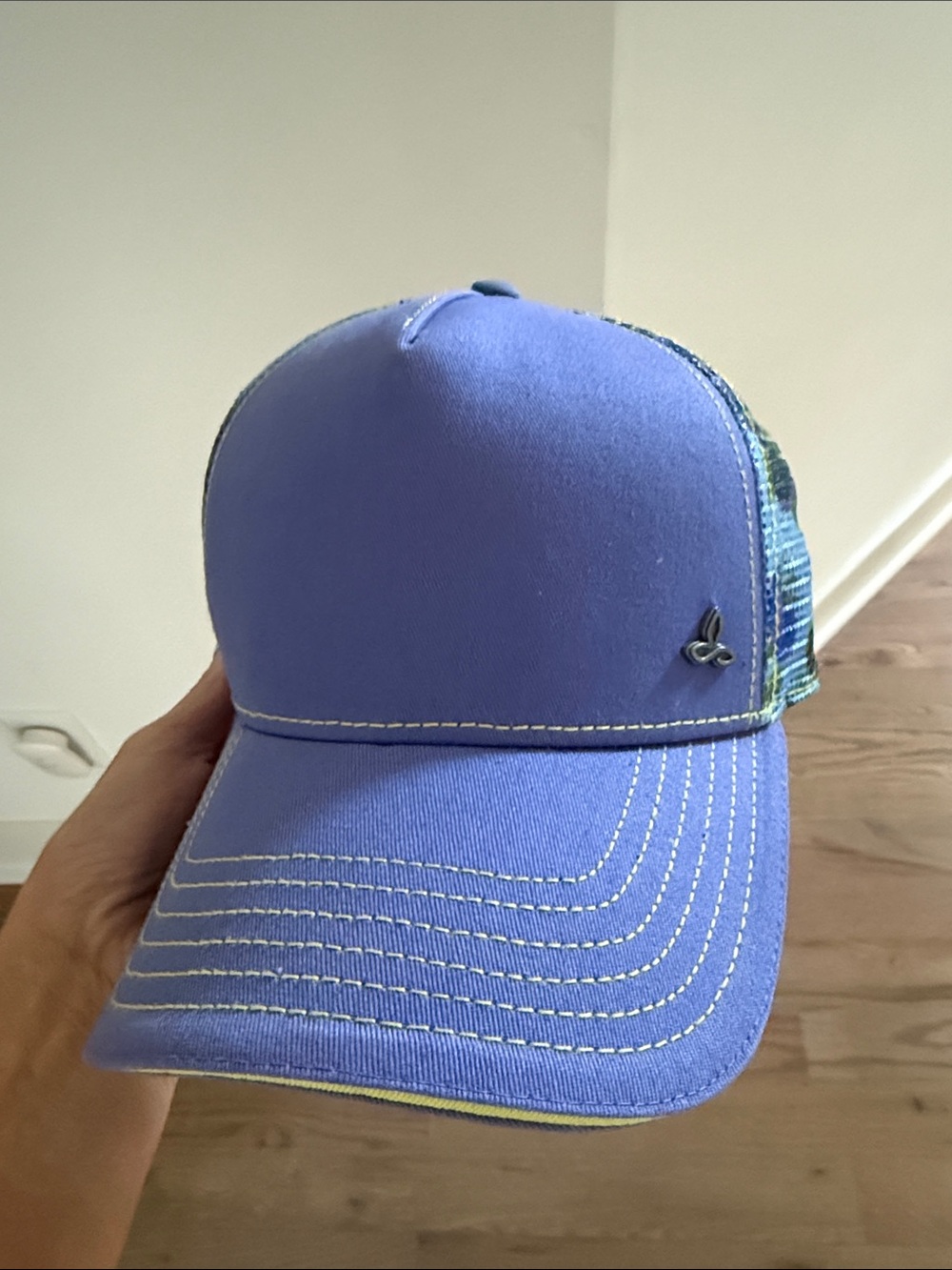 Prana Lavender Trucker SnapBack Hat with floral mesh back NEW without tags